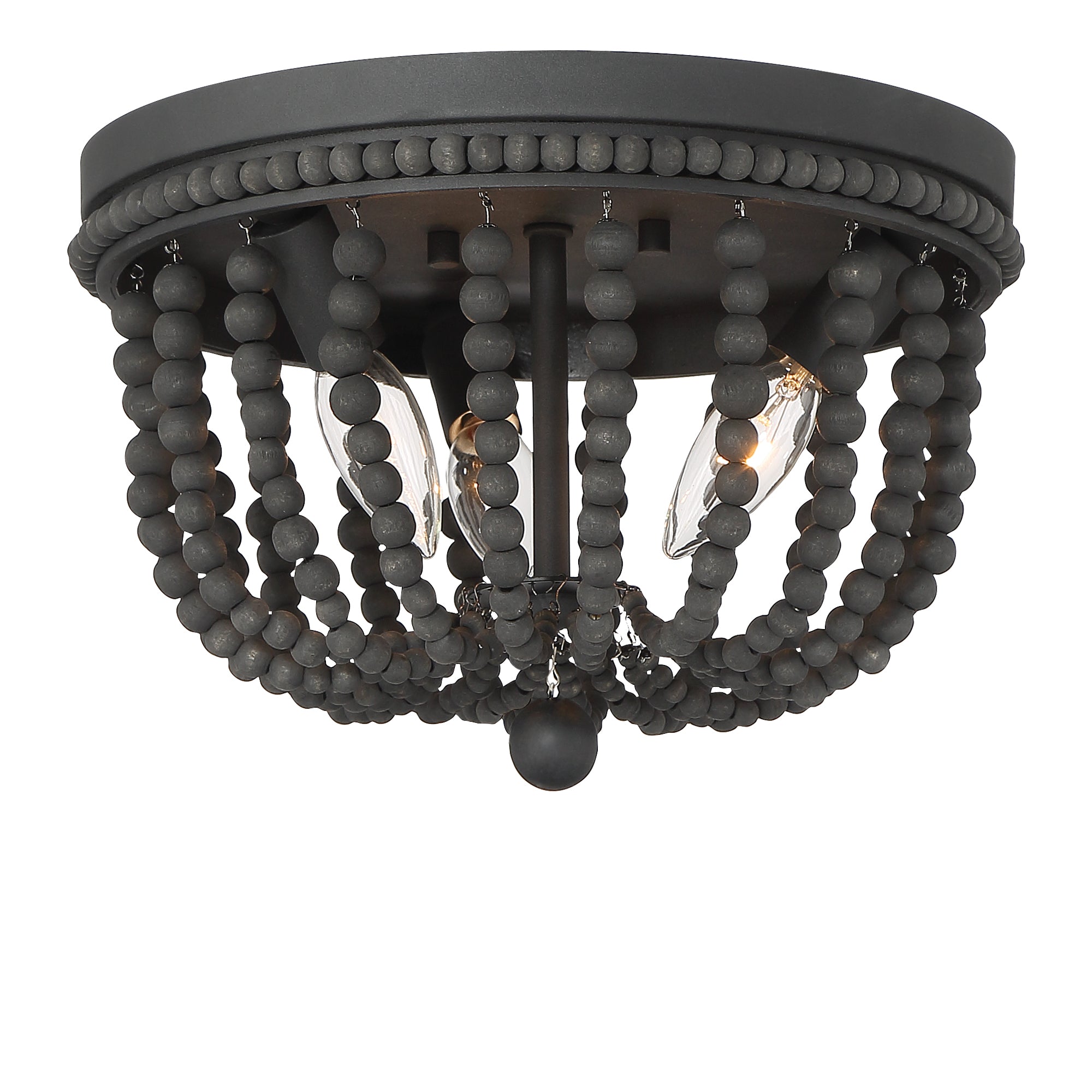 Streator 3-Light Wood Beaded Flush Mount | ACROMA