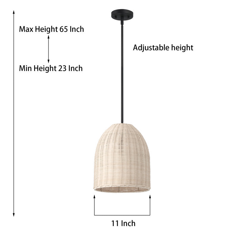 1 light single rattan bell pendant (12) by ACROMA