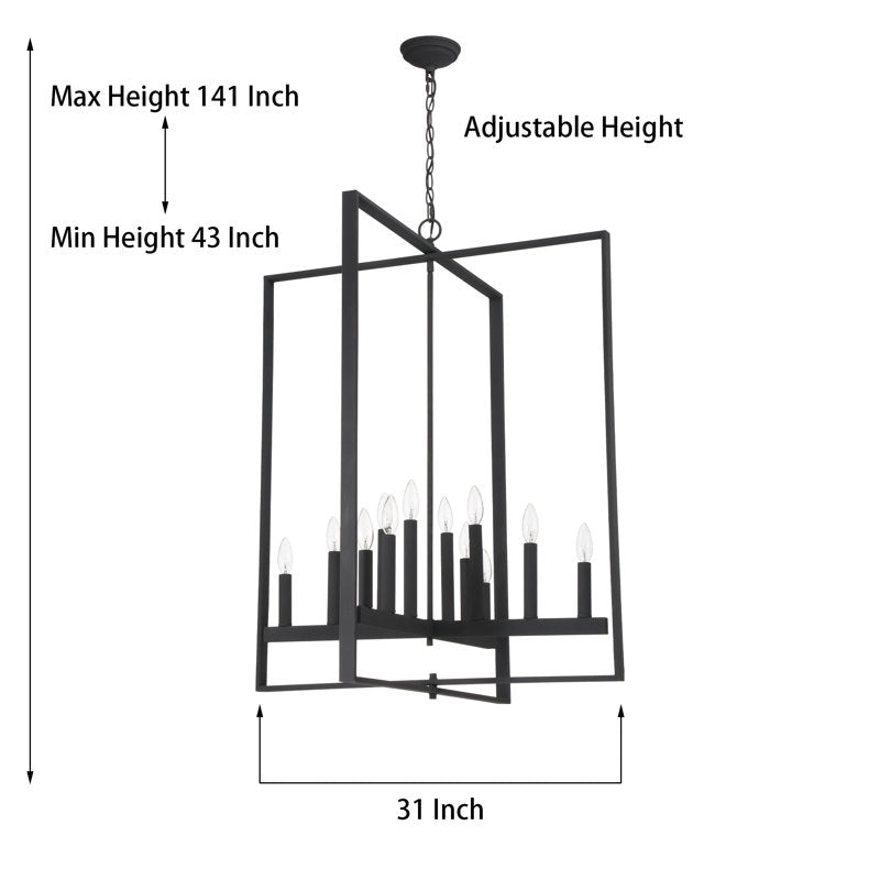 Frusina 12-Light Candle Style Rectangle Chandelier UL Listed