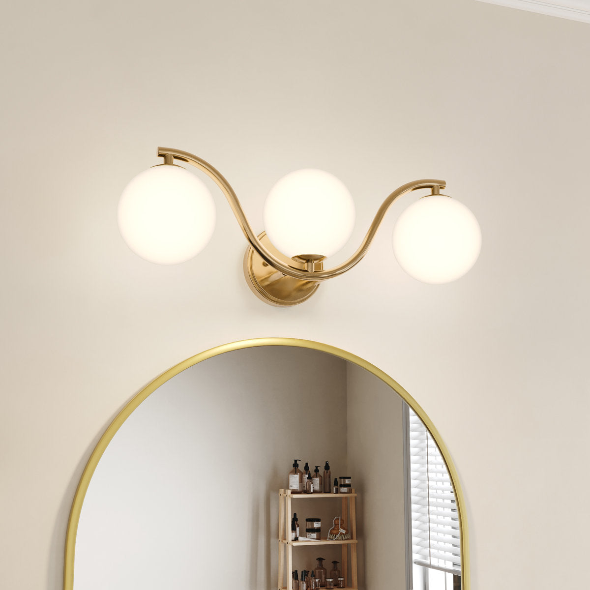 3 - Light Gold Steel Dimmable Wavy Vanity Light
