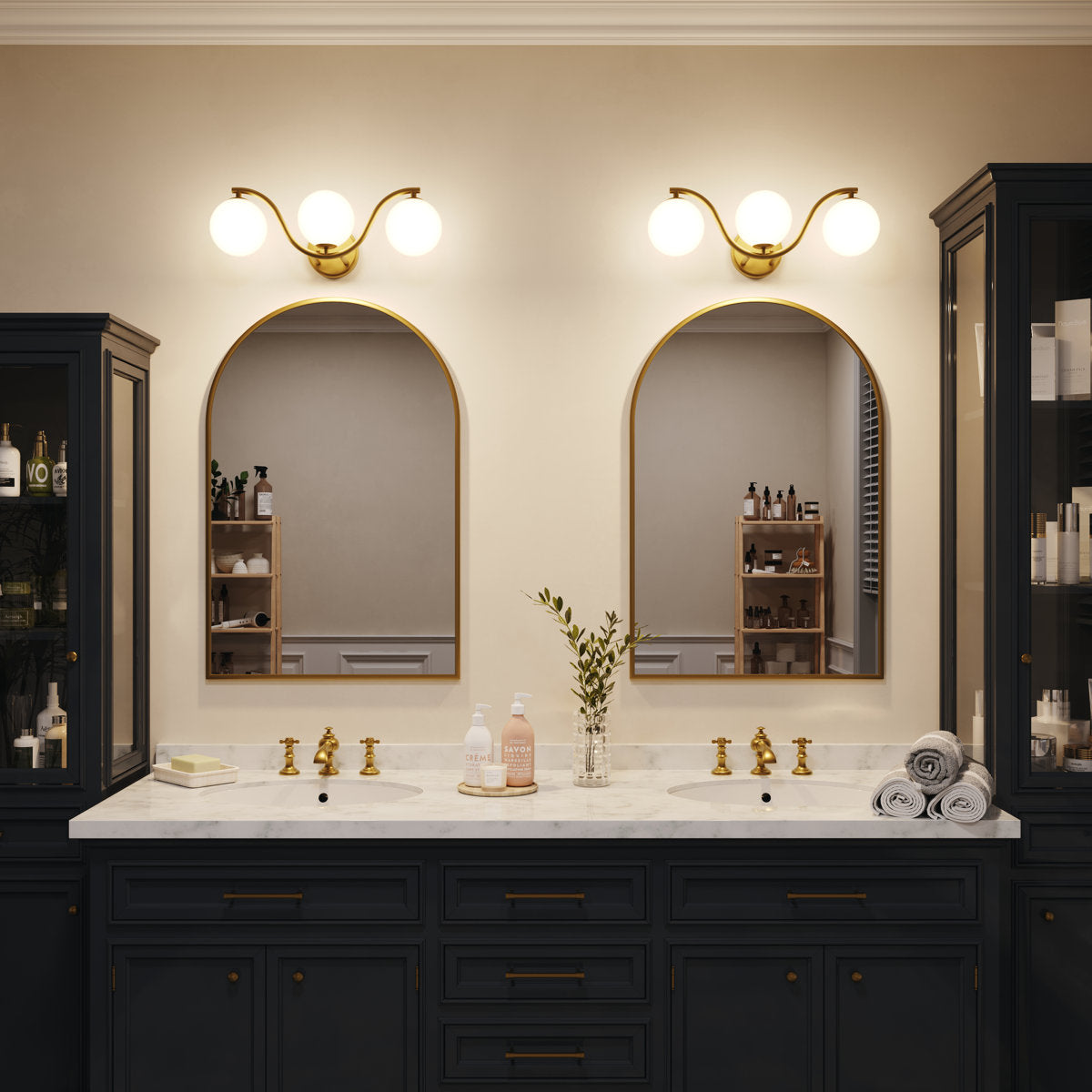 3 - Light Gold Steel Dimmable Wavy Vanity Light