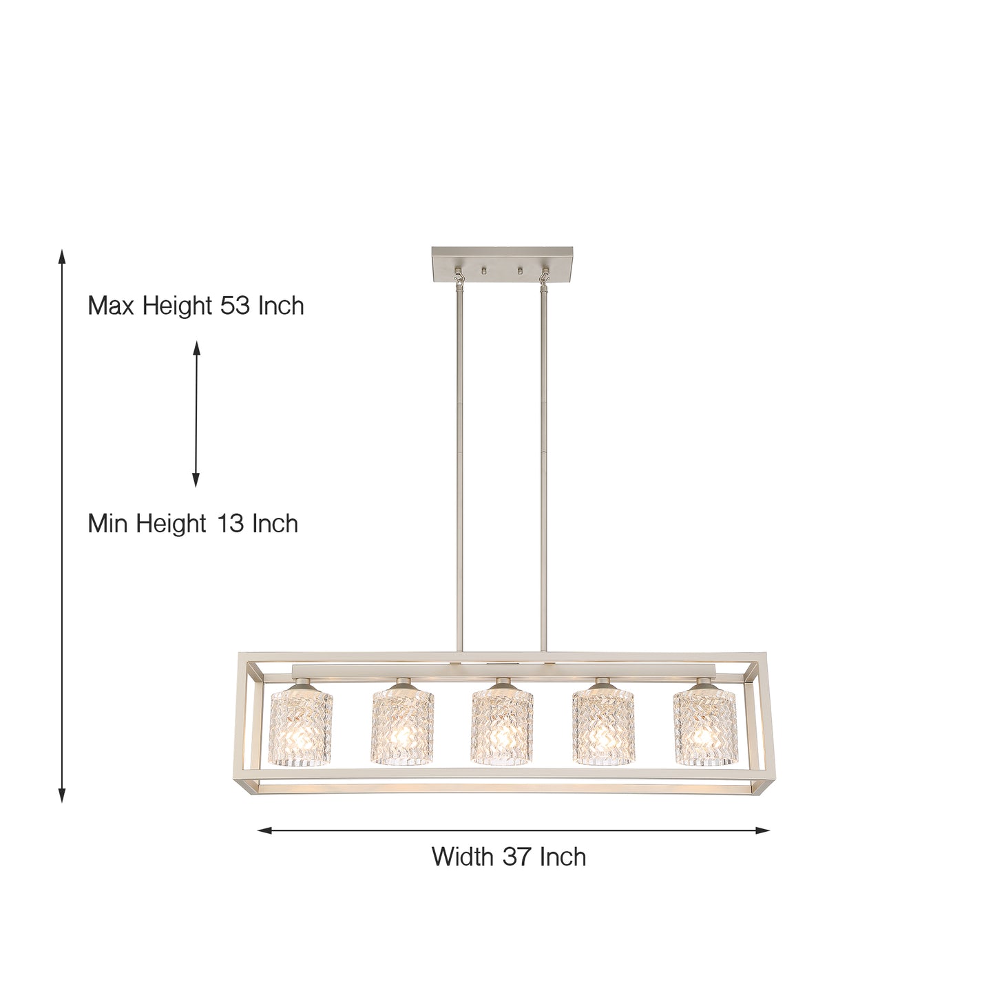 Lustre rectangulaire moderne à 5 lumières pour îlot de cuisine Elayne