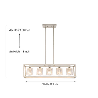 Lustre rectangulaire moderne à 5 lumières pour îlot de cuisine Elayne