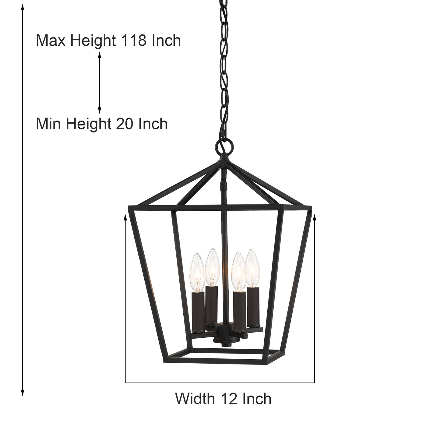 Lustre géométrique à 4 lumières de style lanterne Arlington homologué UL