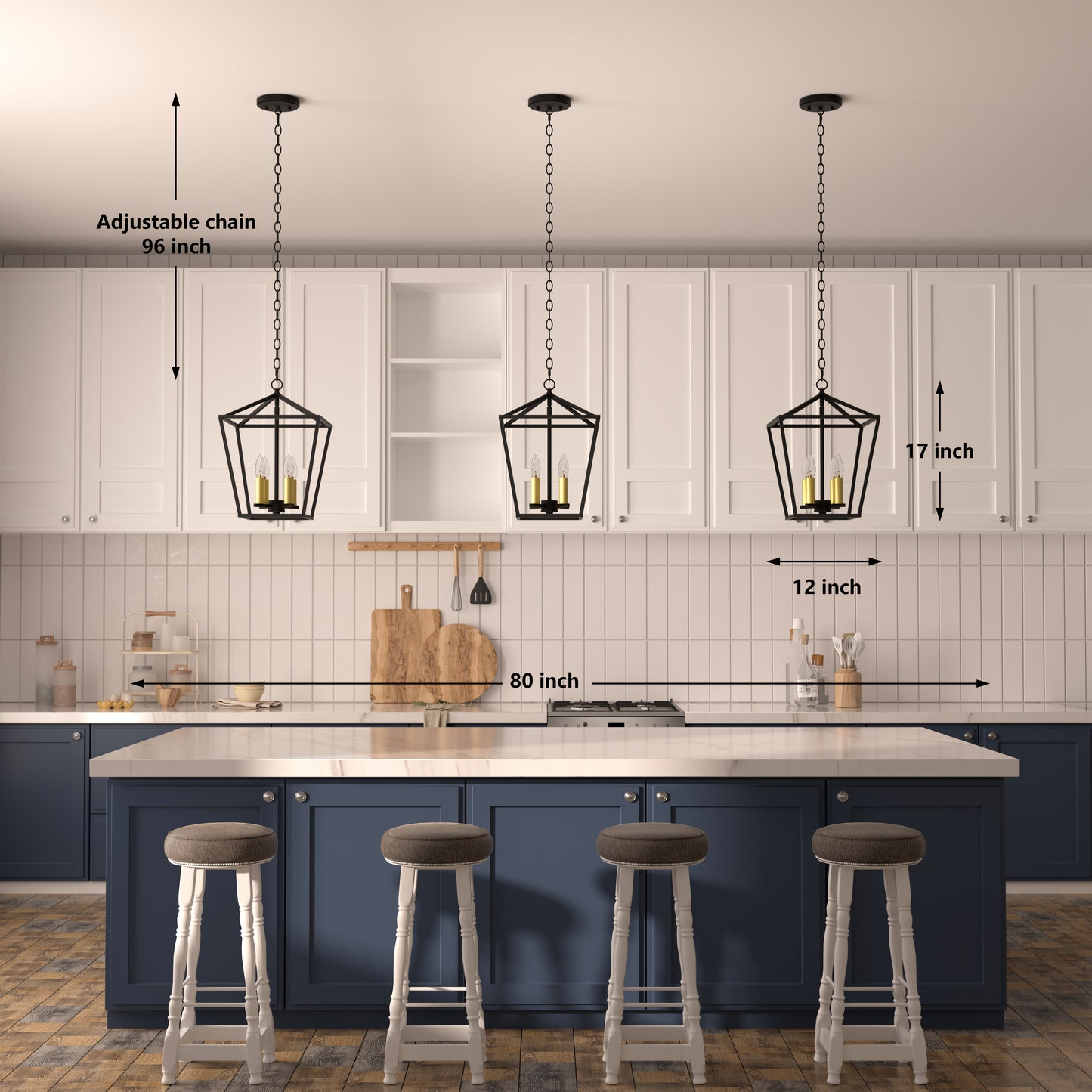 Arlington 4-Light Lantern Geometric Chandelier UL Listed