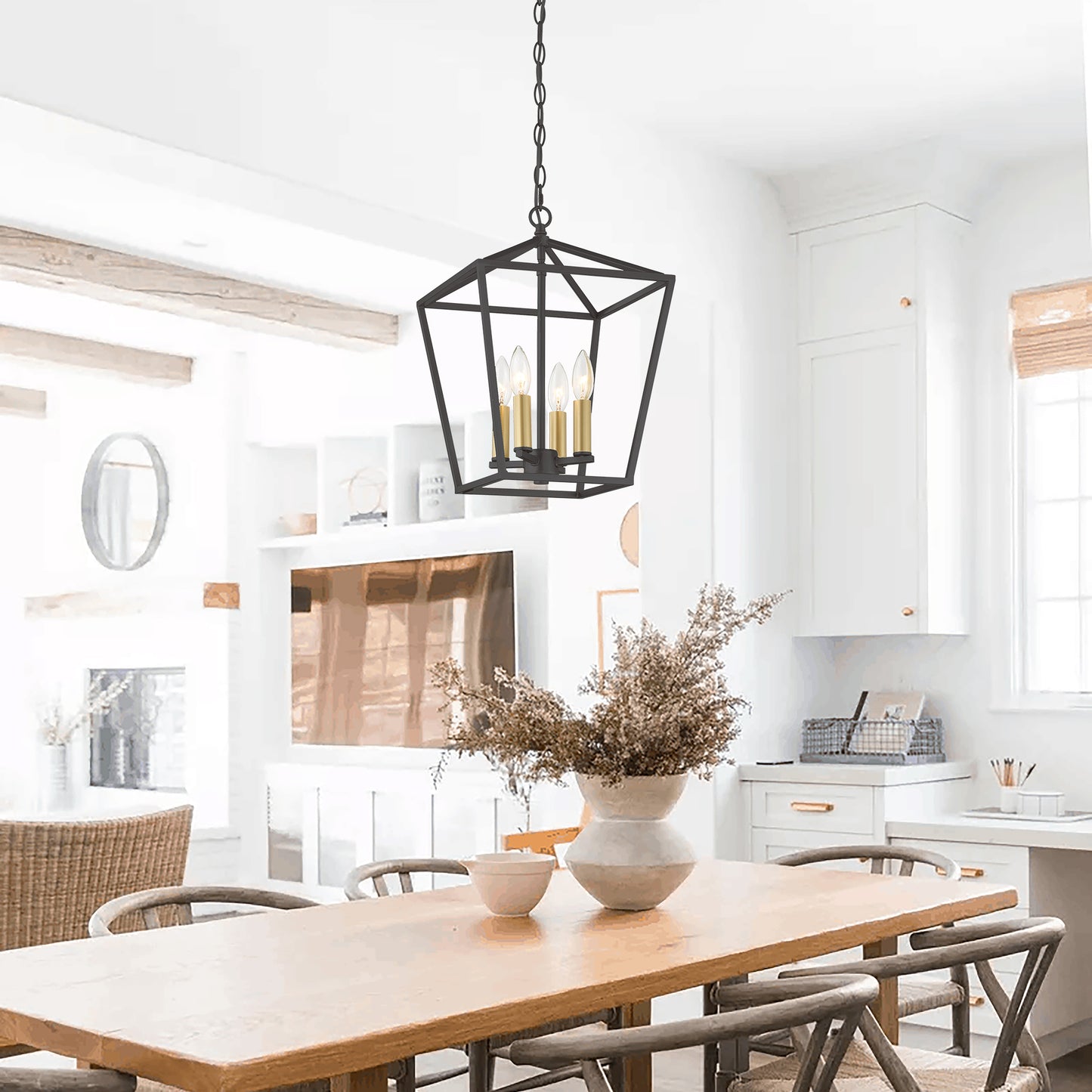 Arlington 4-Light Lantern Geometric Chandelier UL Listed