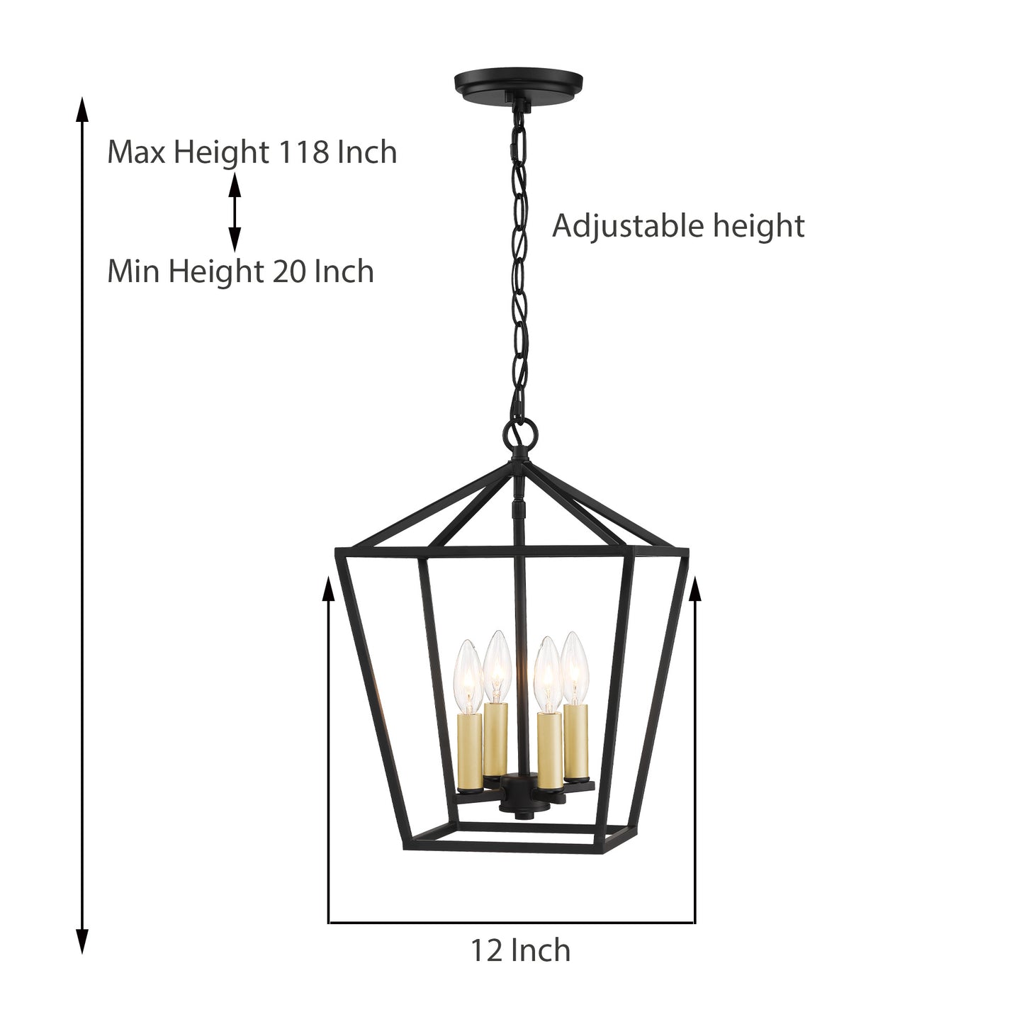 Lustre géométrique à 4 lumières de style lanterne Arlington homologué UL