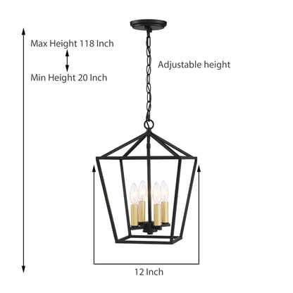 Lustre géométrique à 4 lumières de style lanterne Arlington homologué UL