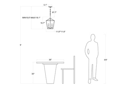 Lustre géométrique à 4 lumières de style lanterne Arlington homologué UL