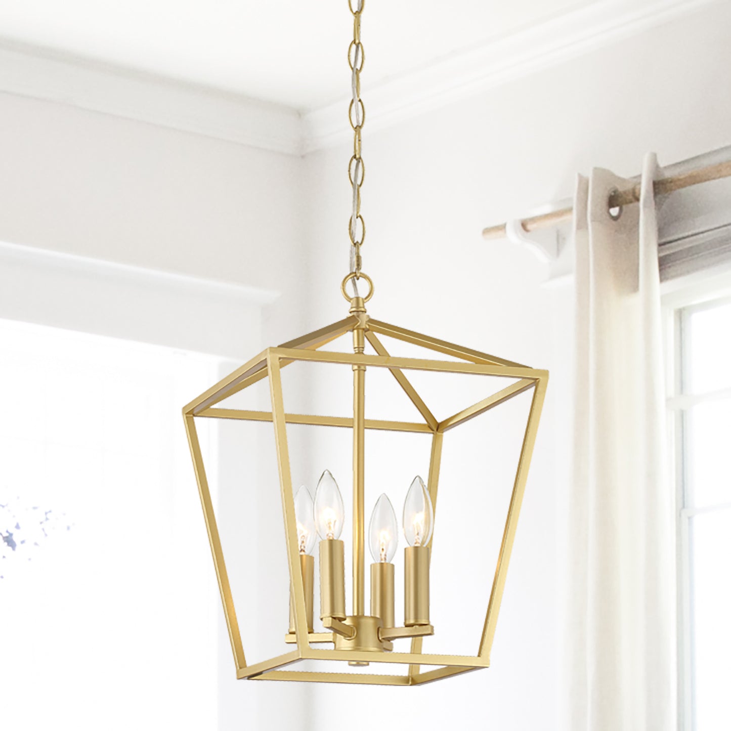 Arlington 4-Light Lantern Geometric Chandelier UL Listed