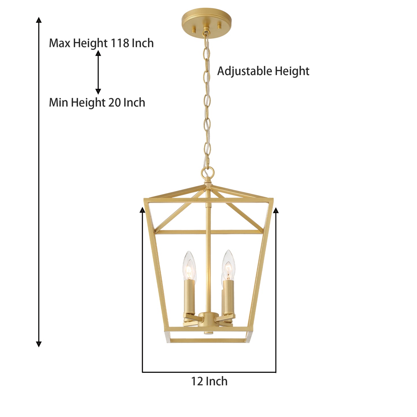 Lustre géométrique à 4 lumières de style lanterne Arlington homologué UL