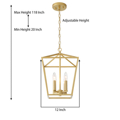 Lustre géométrique à 4 lumières de style lanterne Arlington homologué UL