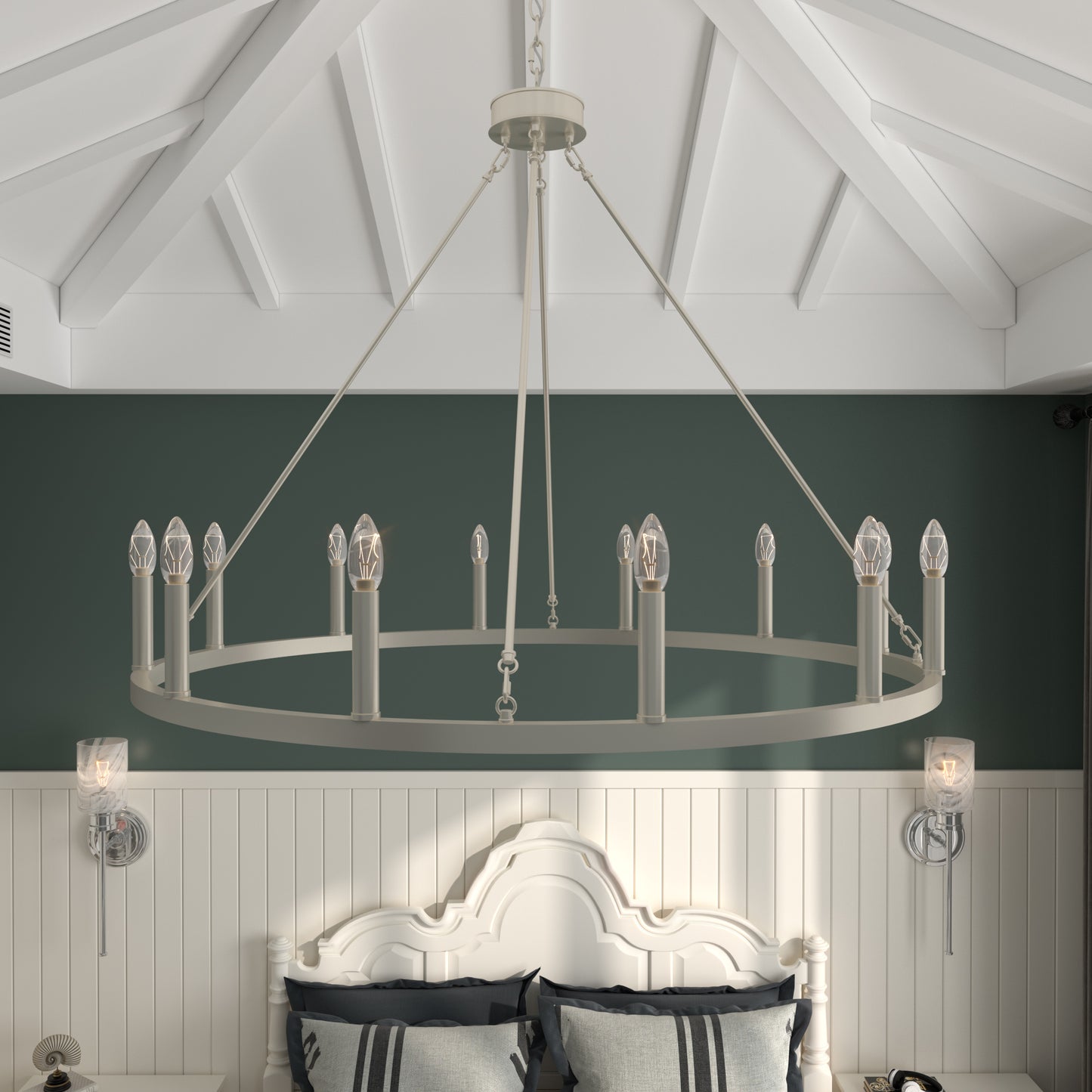 Amie 12-Light Candle Style Wagon Wheel Chandelier UL Listed