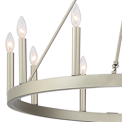 Amie 12-Light Candle Style Wagon Wheel Chandelier UL Listed