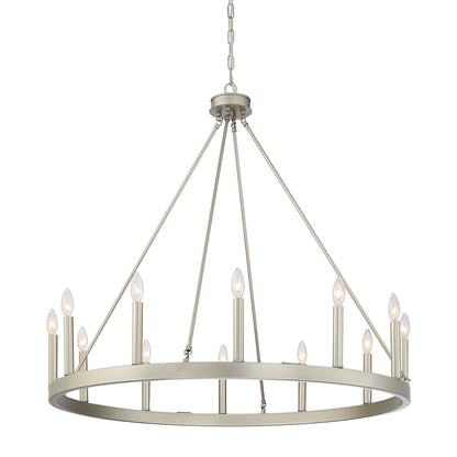 Amie 12-Light Candle Style Wagon Wheel Chandelier UL Listed