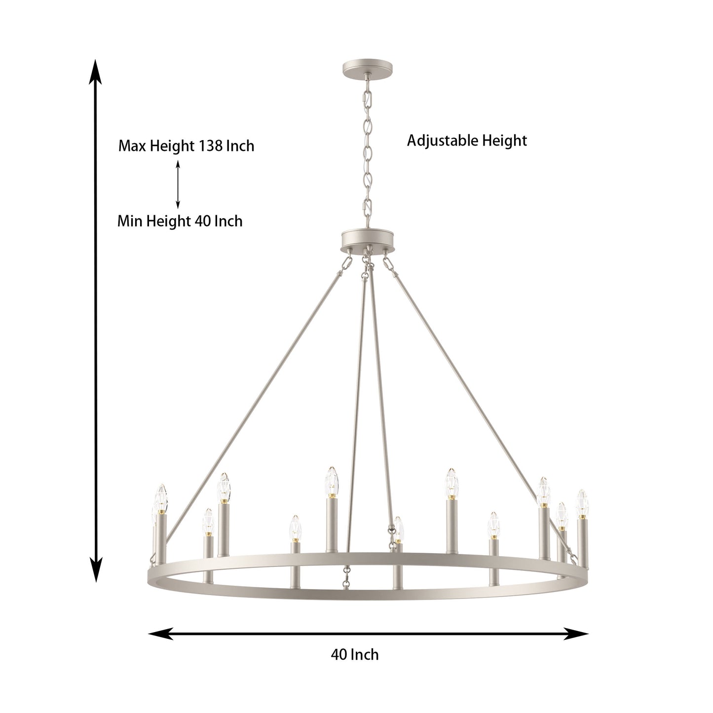 Amie 12-Light Candle Style Wagon Wheel Chandelier UL Listed