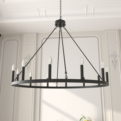 Amie 12-Light Candle Style Wagon Wheel Chandelier UL Listed