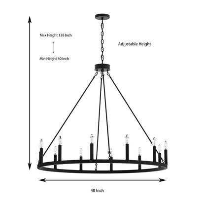 Amie 12-Light Candle Style Wagon Wheel Chandelier UL Listed