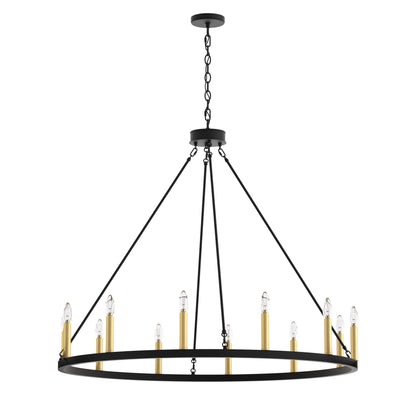 Amie 12-Light Candle Style Wagon Wheel Chandelier UL Listed