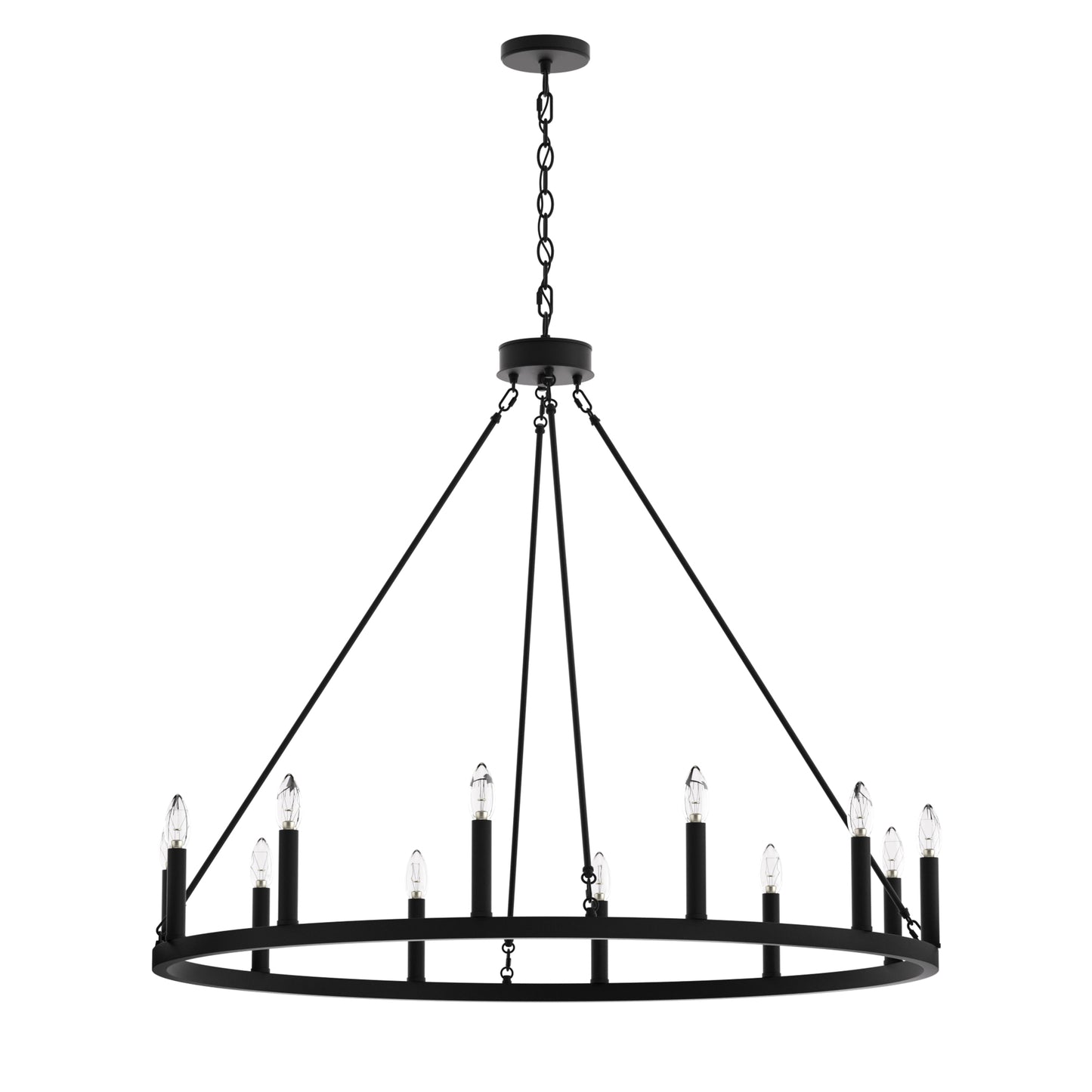 Amie 12-Light Candle Style Wagon Wheel Chandelier UL Listed