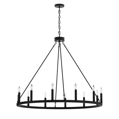 Amie 12-Light Candle Style Wagon Wheel Chandelier UL Listed