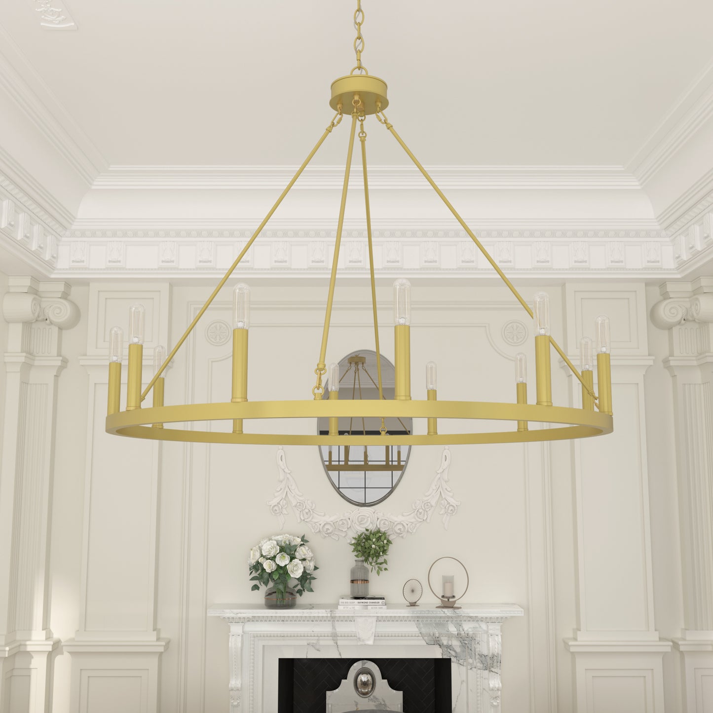 Amie 12-Light Candle Style Wagon Wheel Chandelier UL Listed