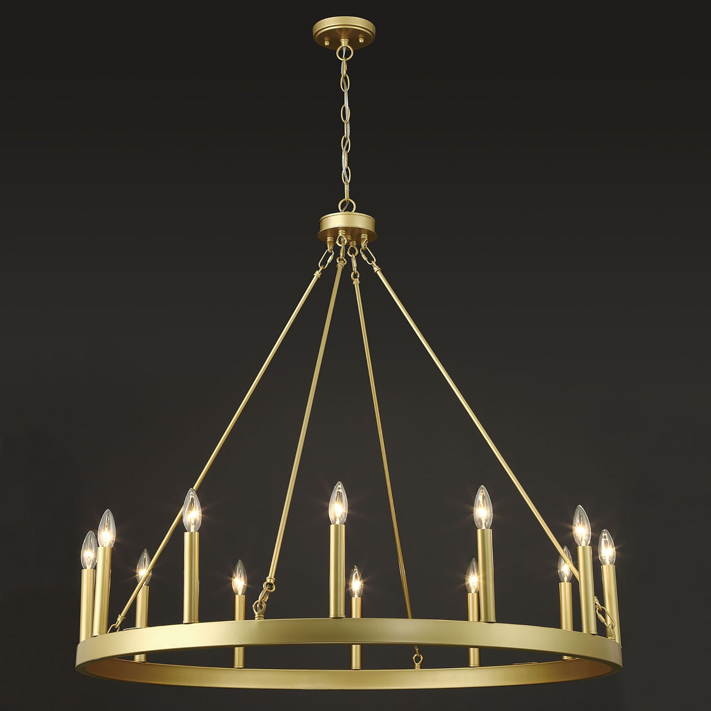 Amie 12-Light Candle Style Wagon Wheel Chandelier UL Listed