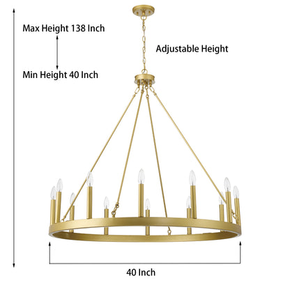 Amie 12-Light Candle Style Wagon Wheel Chandelier UL Listed