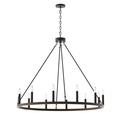 Amie 12-Light Candle Style Wagon Wheel Chandelier UL Listed