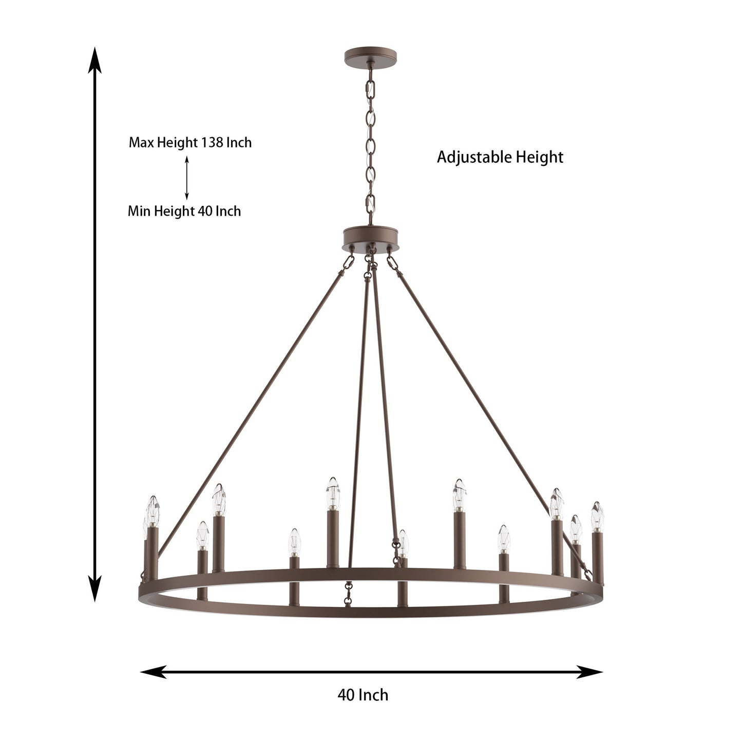 Amie 12-Light Candle Style Wagon Wheel Chandelier UL Listed