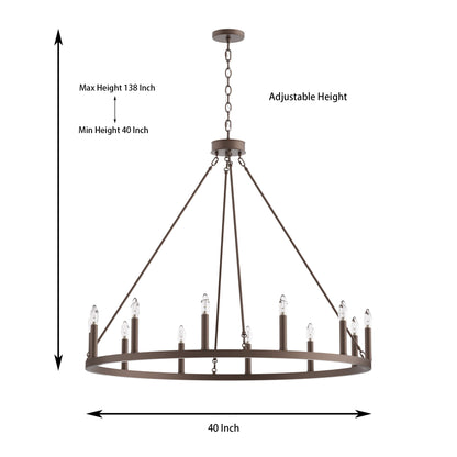 Amie 12-Light Candle Style Wagon Wheel Chandelier UL Listed