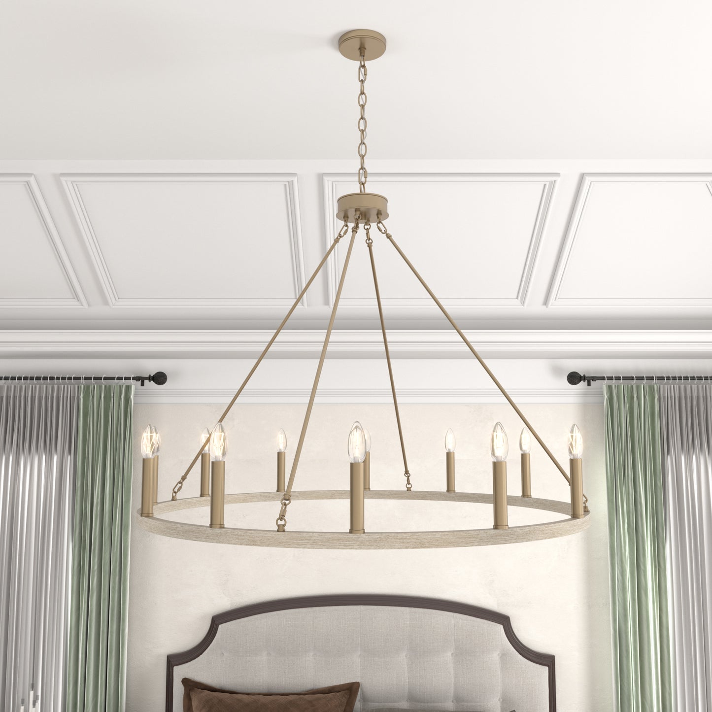 Amie 12-Light Candle Style Wagon Wheel Chandelier UL Listed