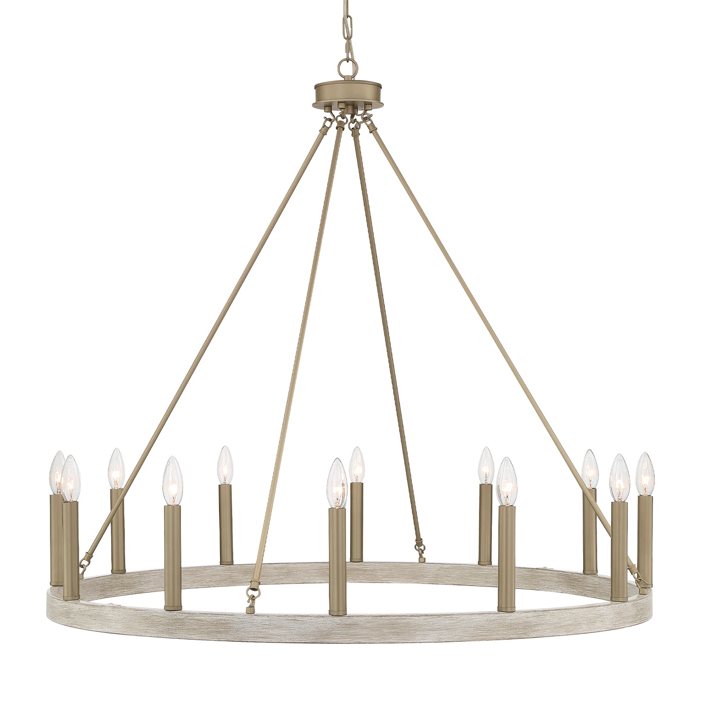 Amie 12-Light Candle Style Wagon Wheel Chandelier UL Listed