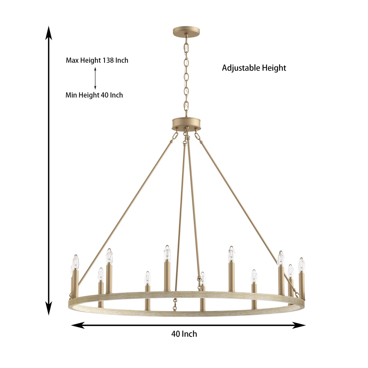 Amie 12-Light Candle Style Wagon Wheel Chandelier UL Listed