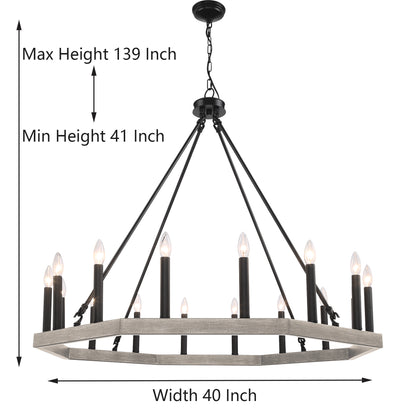 Vada 16-Light Candle Style Wagon Wheel Chandelier UL Listed