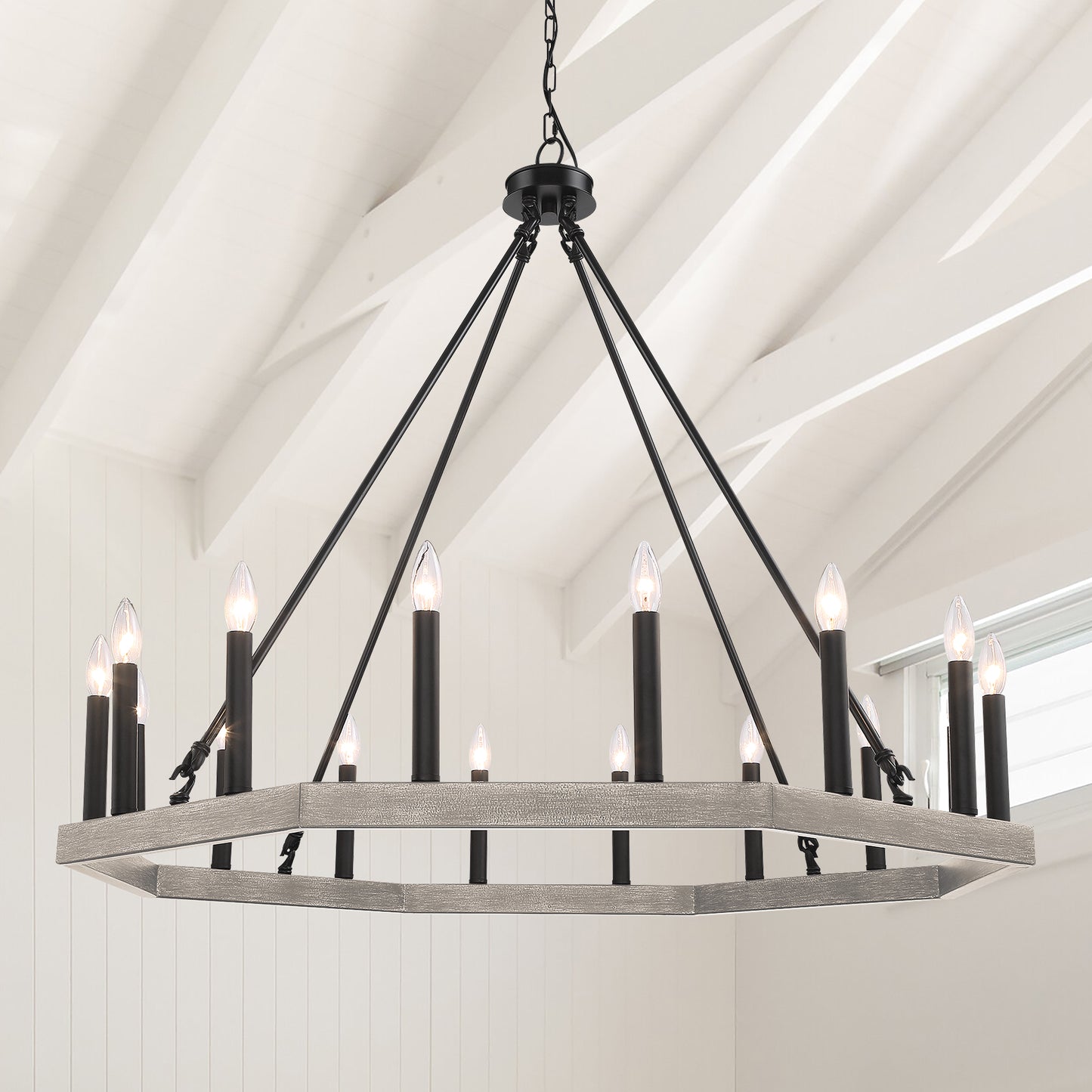 Vada 16-Light Candle Style Wagon Wheel Chandelier UL Listed