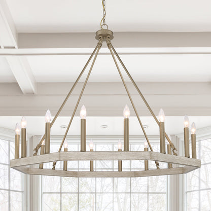 Vada 16-Light Candle Style Wagon Wheel Chandelier UL Listed