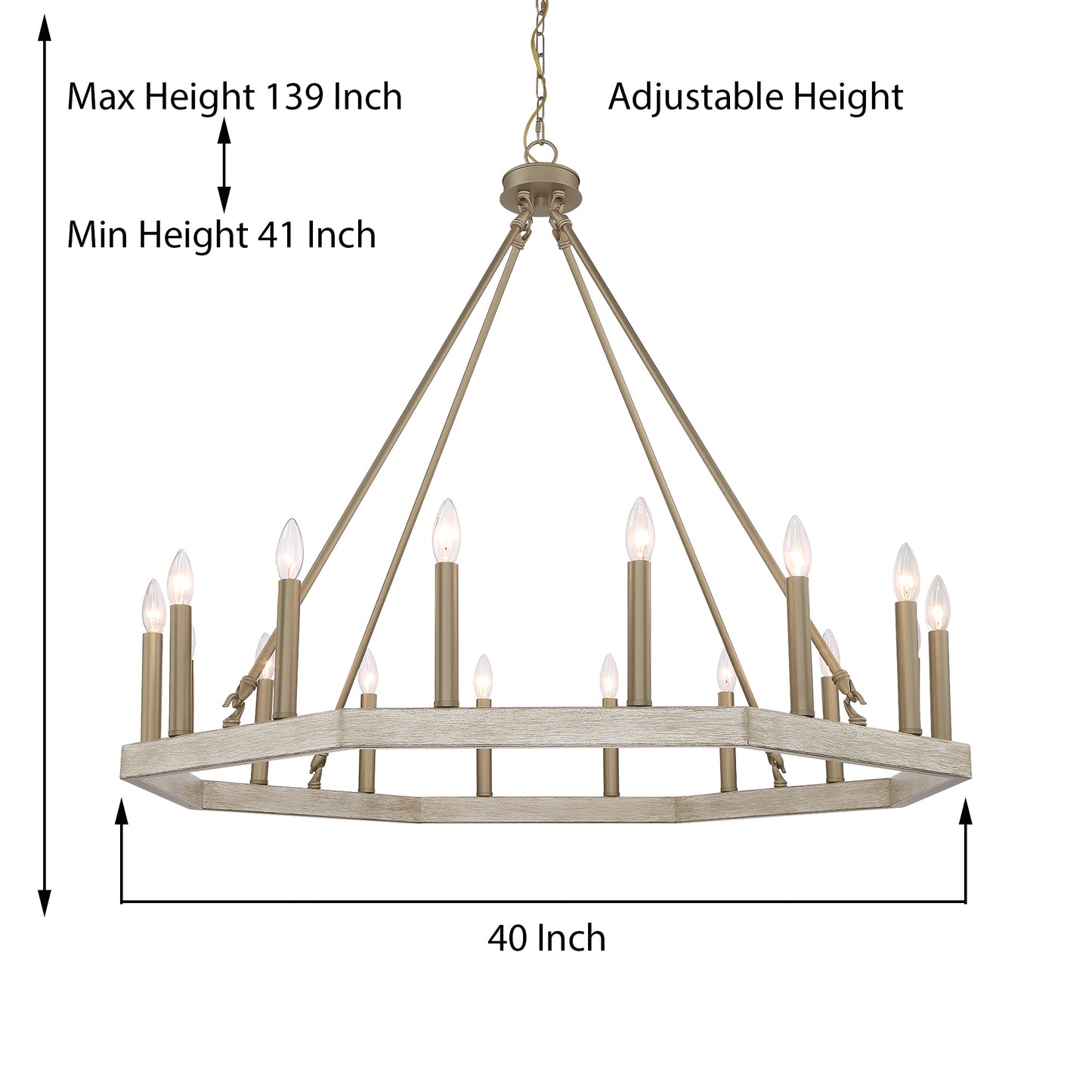 Vada 16-Light Candle Style Wagon Wheel Chandelier UL Listed