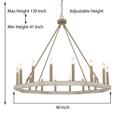 Vada 16-Light Candle Style Wagon Wheel Chandelier UL Listed