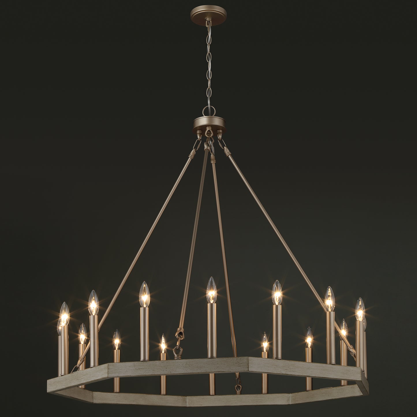 Vada 16-Light Candle Style Wagon Wheel Chandelier UL Listed