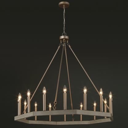 Vada 16-Light Candle Style Wagon Wheel Chandelier UL Listed