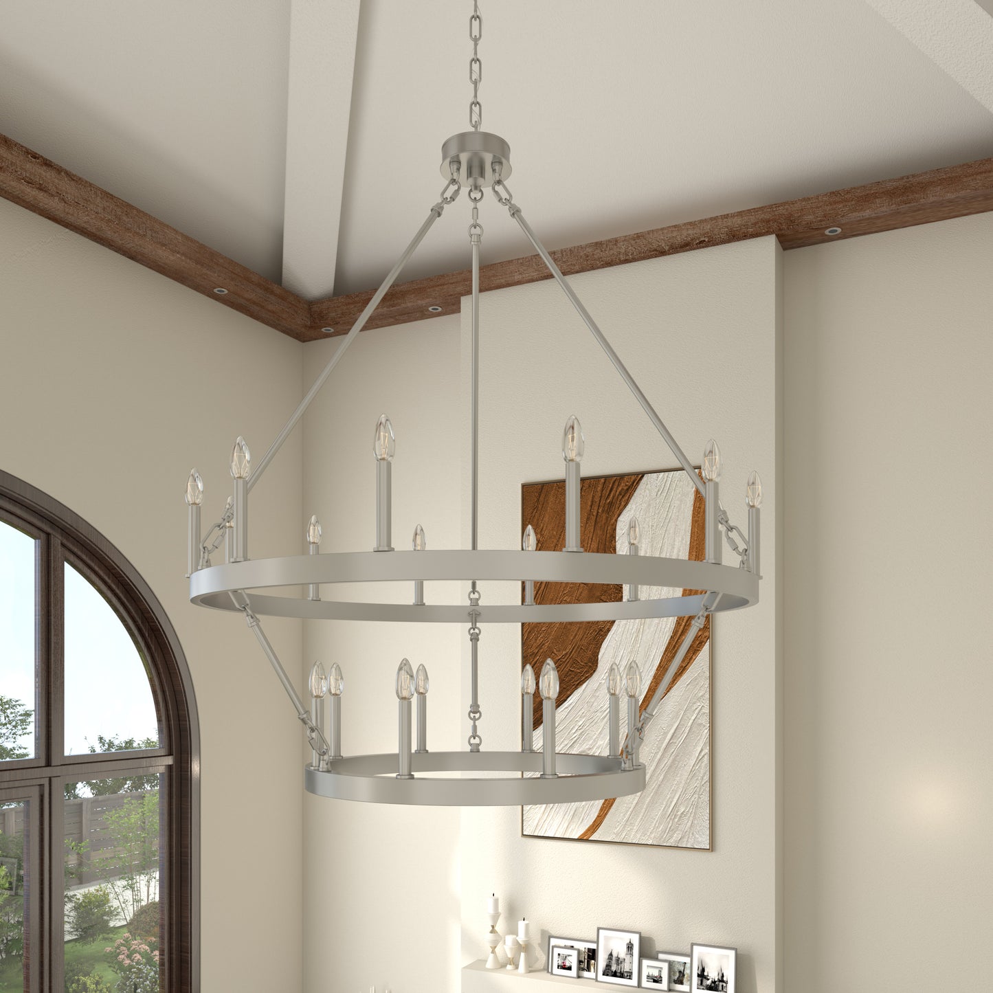 Nauvoo 20-Light Modern Candle Style Wagon Wheel Chandelier UL Listed