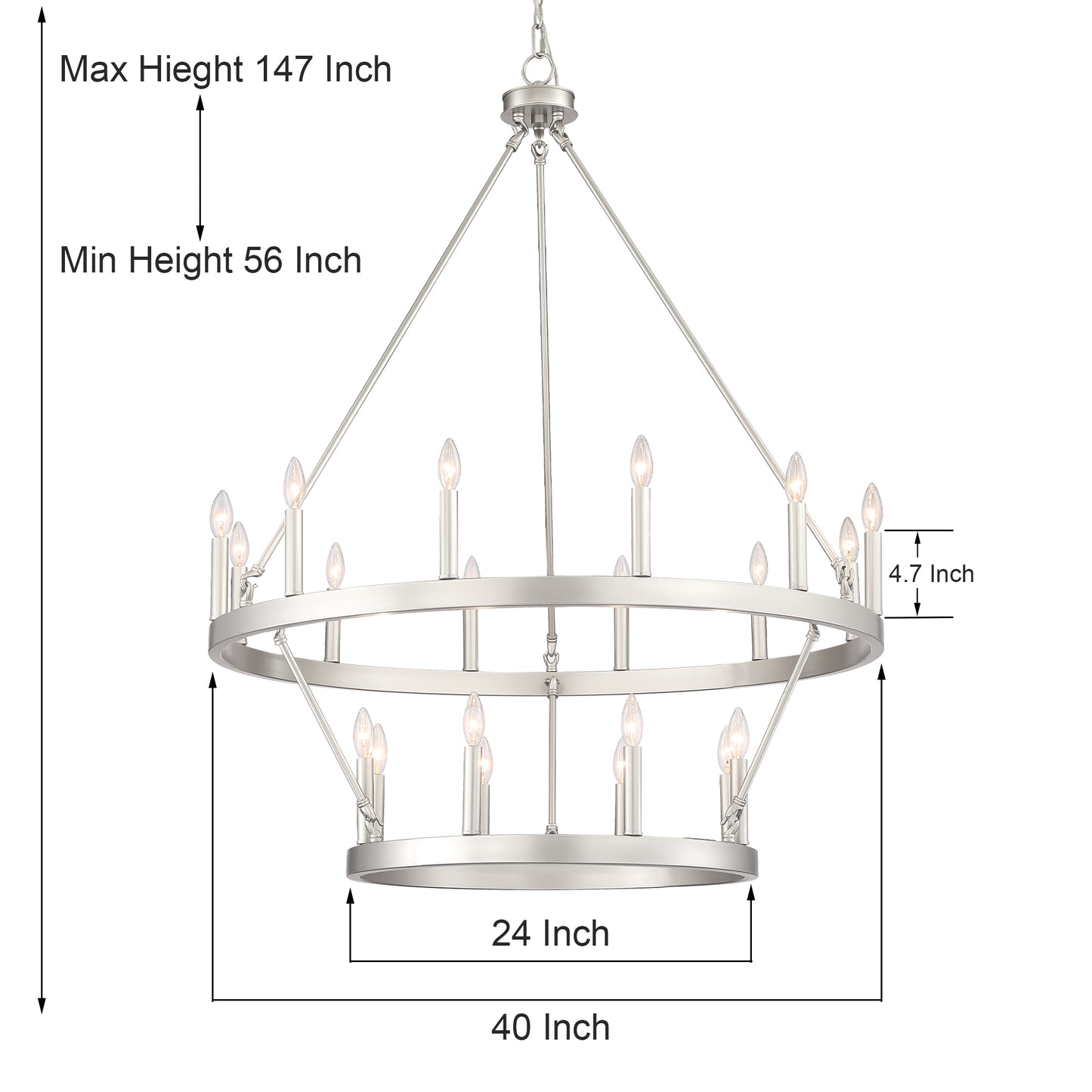 Nauvoo 20-Light Modern Candle Style Wagon Wheel Chandelier UL Listed