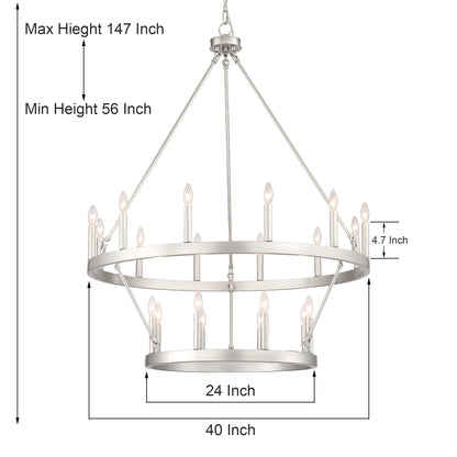 Nauvoo 20-Light Modern Candle Style Wagon Wheel Chandelier UL Listed