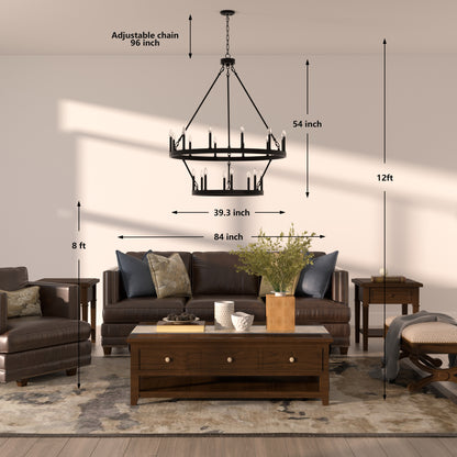 Nauvoo 20-Light Modern Candle Style Wagon Wheel Chandelier UL Listed