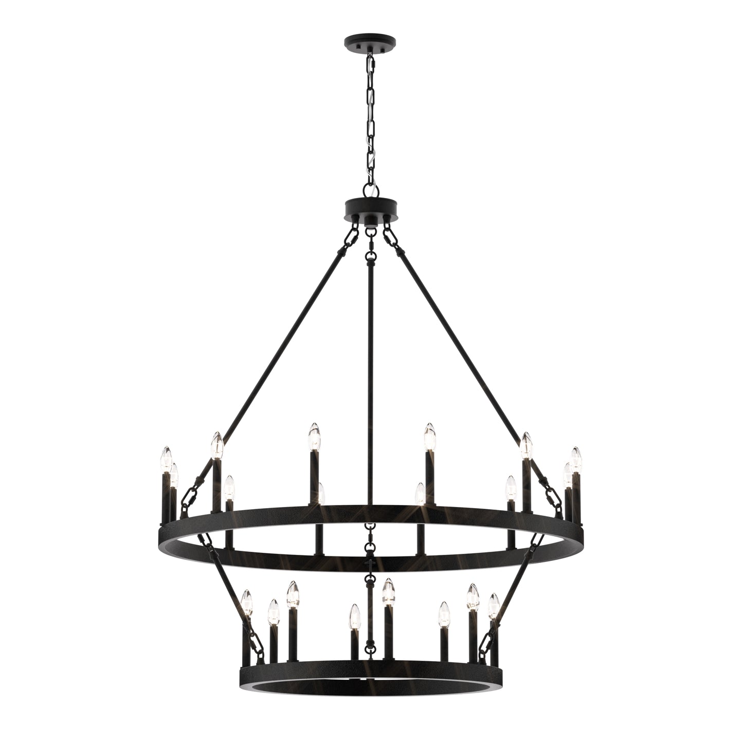 Nauvoo 20-Light Modern Candle Style Wagon Wheel Chandelier UL Listed