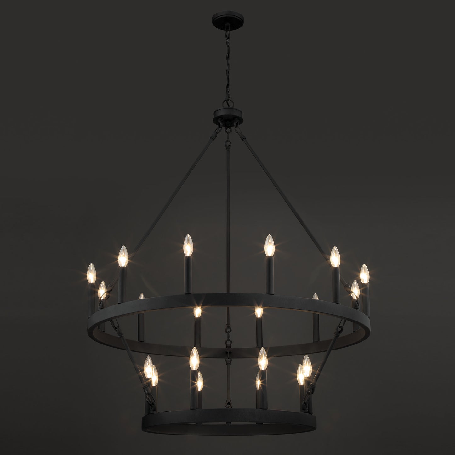 Nauvoo 20-Light Modern Candle Style Wagon Wheel Chandelier UL Listed