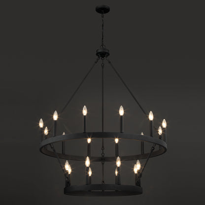 Nauvoo 20-Light Modern Candle Style Wagon Wheel Chandelier UL Listed