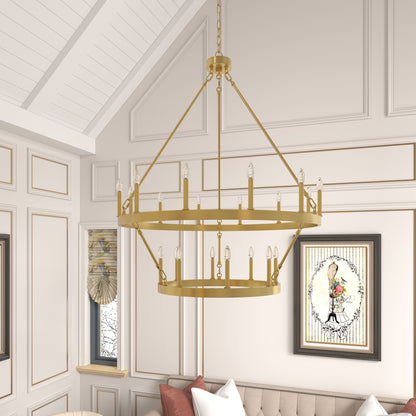 Nauvoo 20-Light Modern Candle Style Wagon Wheel Chandelier UL Listed