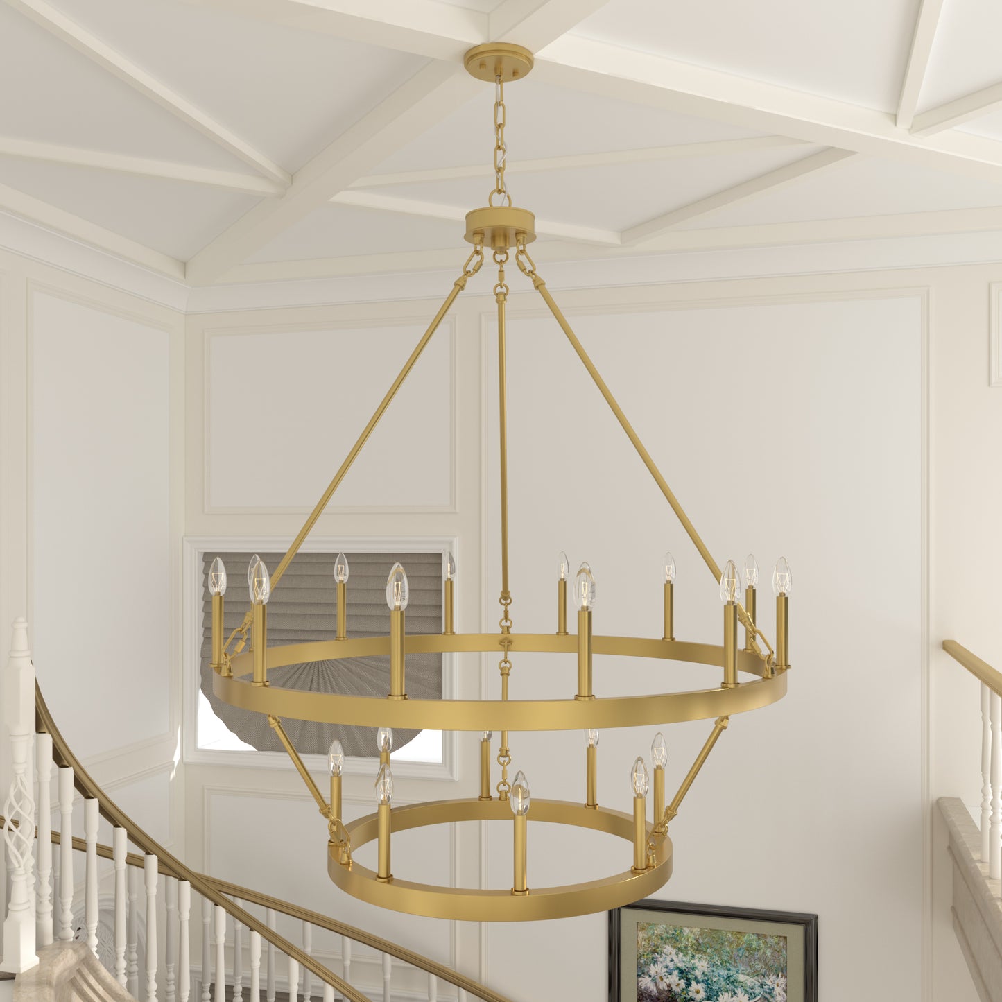 Nauvoo 20-Light Modern Candle Style Wagon Wheel Chandelier UL Listed